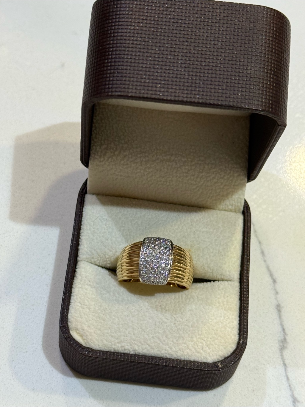 14k Yellow Gold Fluted Cocktail Ring